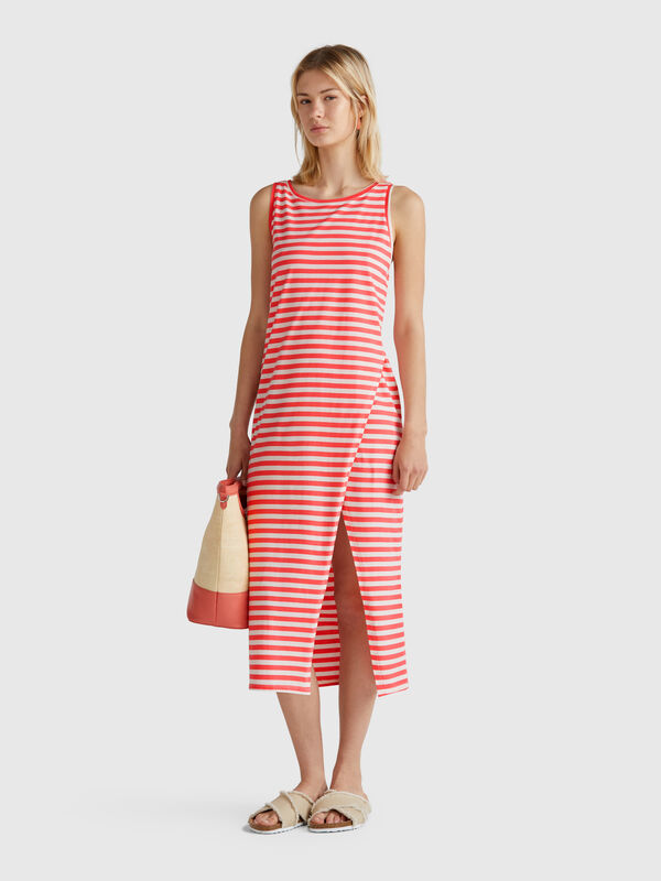 Striped dress with slit Women