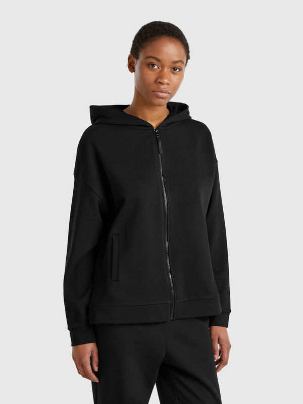 100% cotton sweatshirt with zip and hood Women