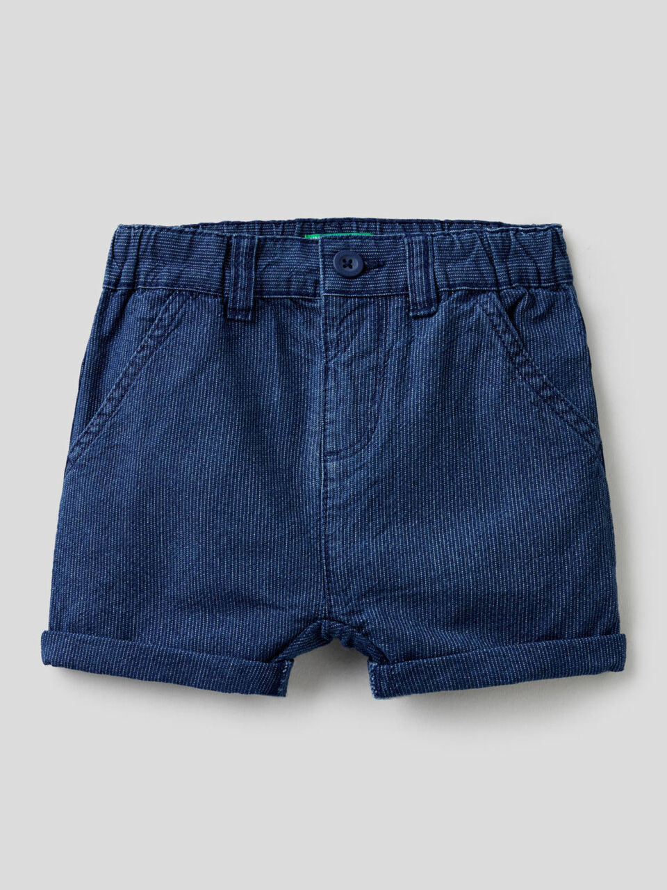 Ribbed denim shorts image number 1
