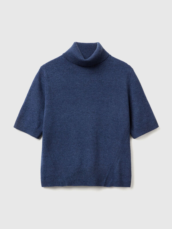 Air force blue short sleeve turtleneck in cashmere blend Air force blue short sleeve turtleneck in cashmere blend Women