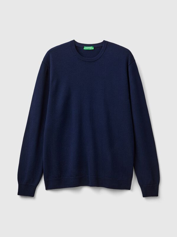 Dark blue sweater in pure Merino wool Men