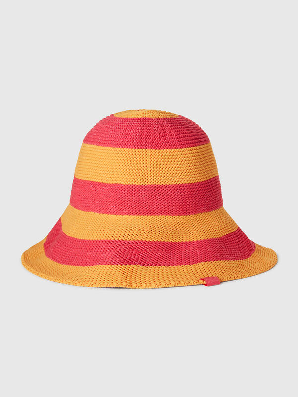 Orange and fuchsia striped hat Women