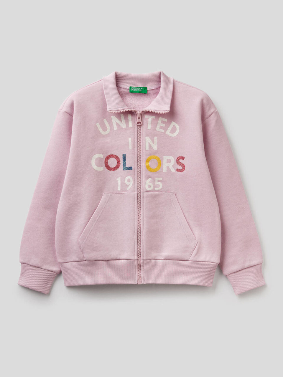 Pure cotton sweatshirt with zipper image number 1