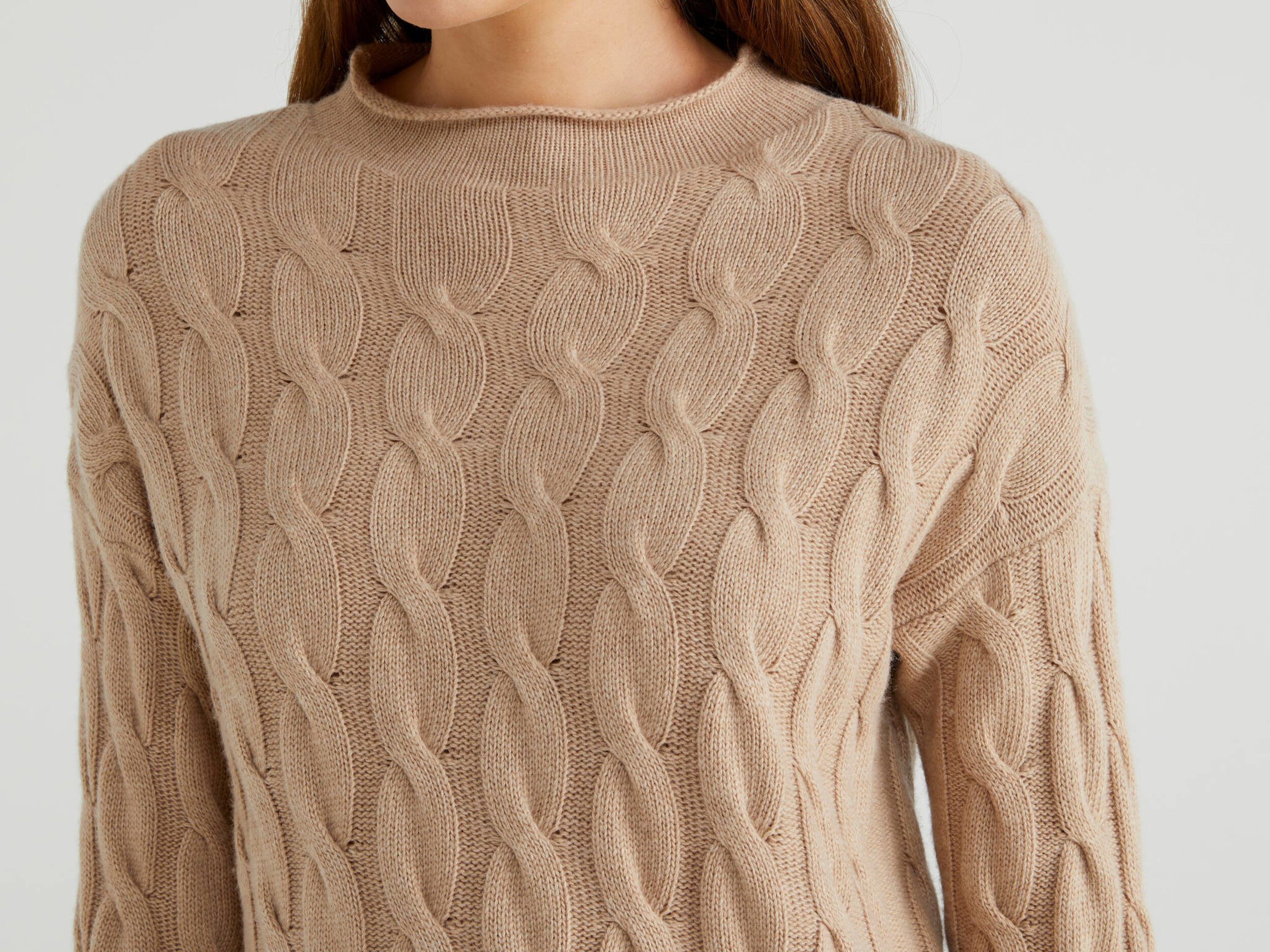 cable knit turtleneck sweater