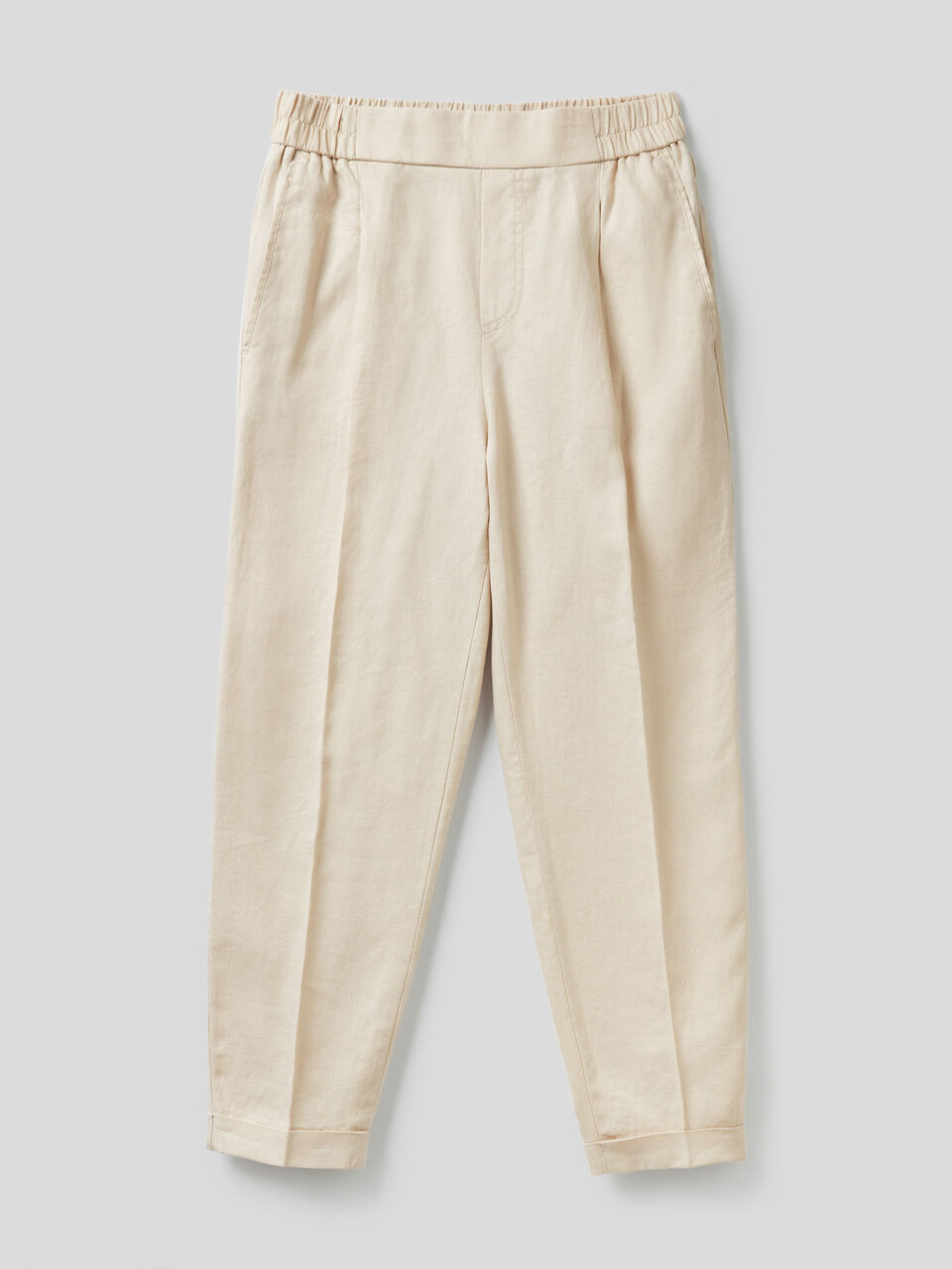 Cropped trousers in 100% linen image number 1