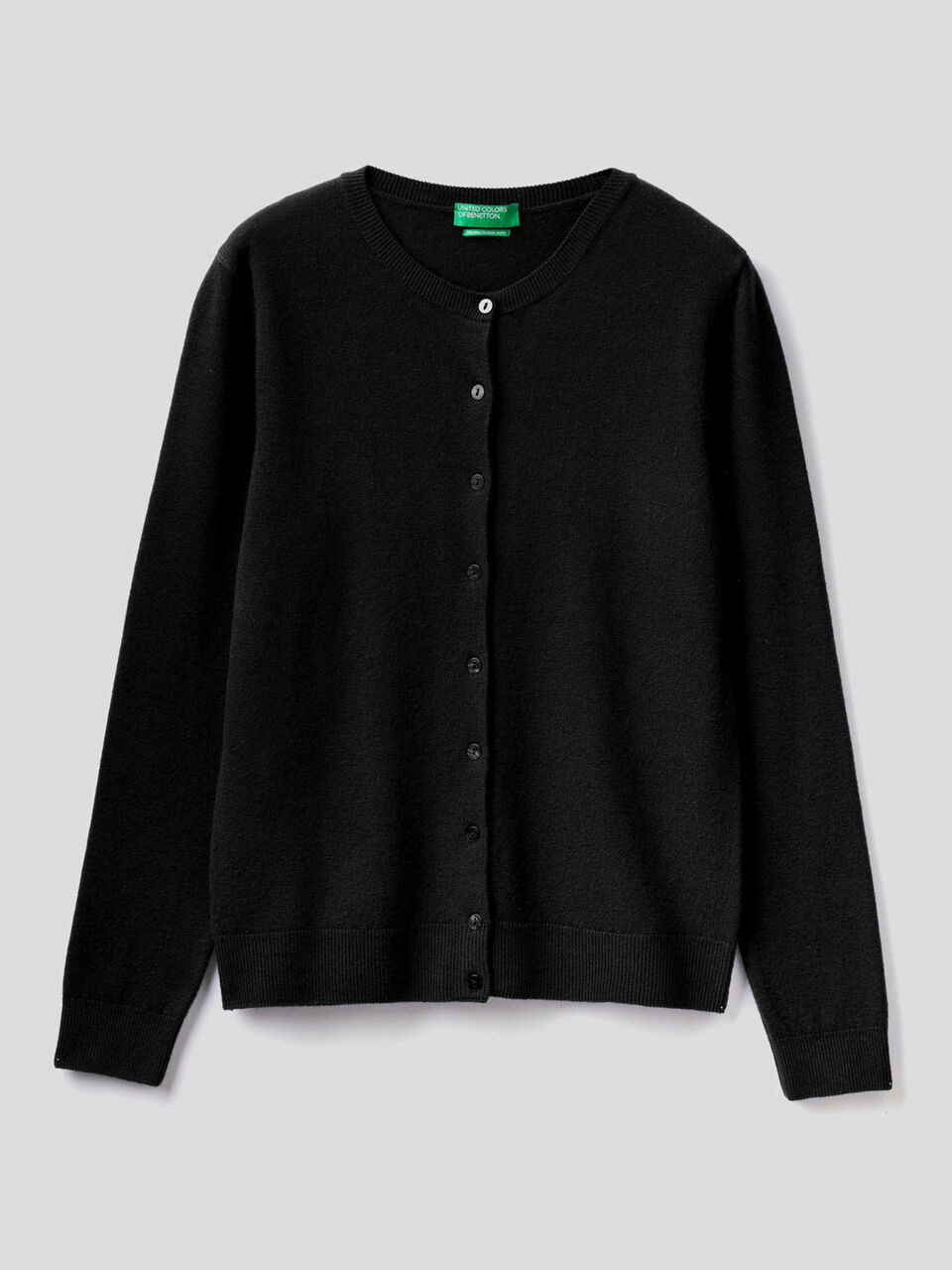 Crew neck cardigan in pure virgin wool image number 1