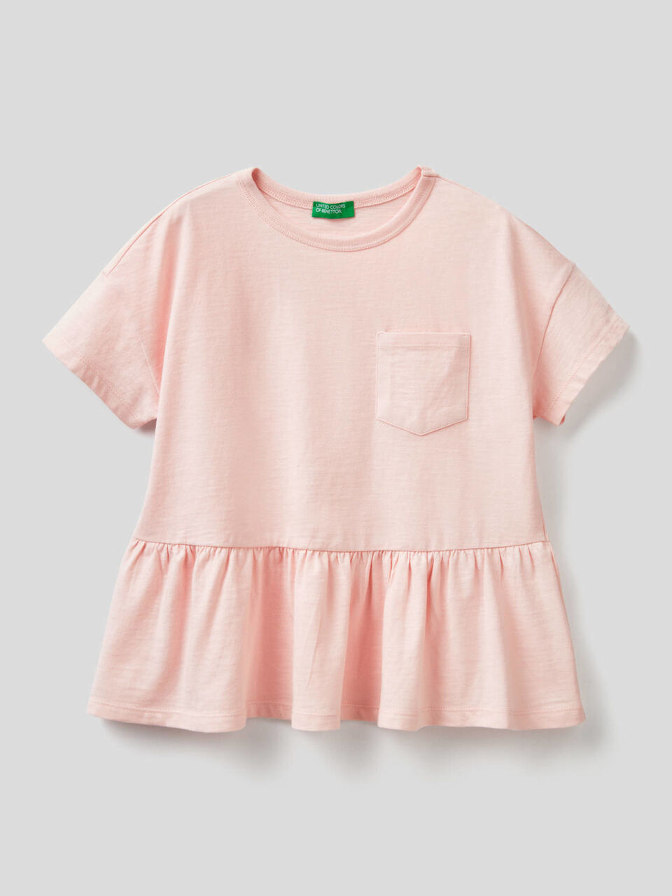 T-shirt in pure cotton with frill image number 1