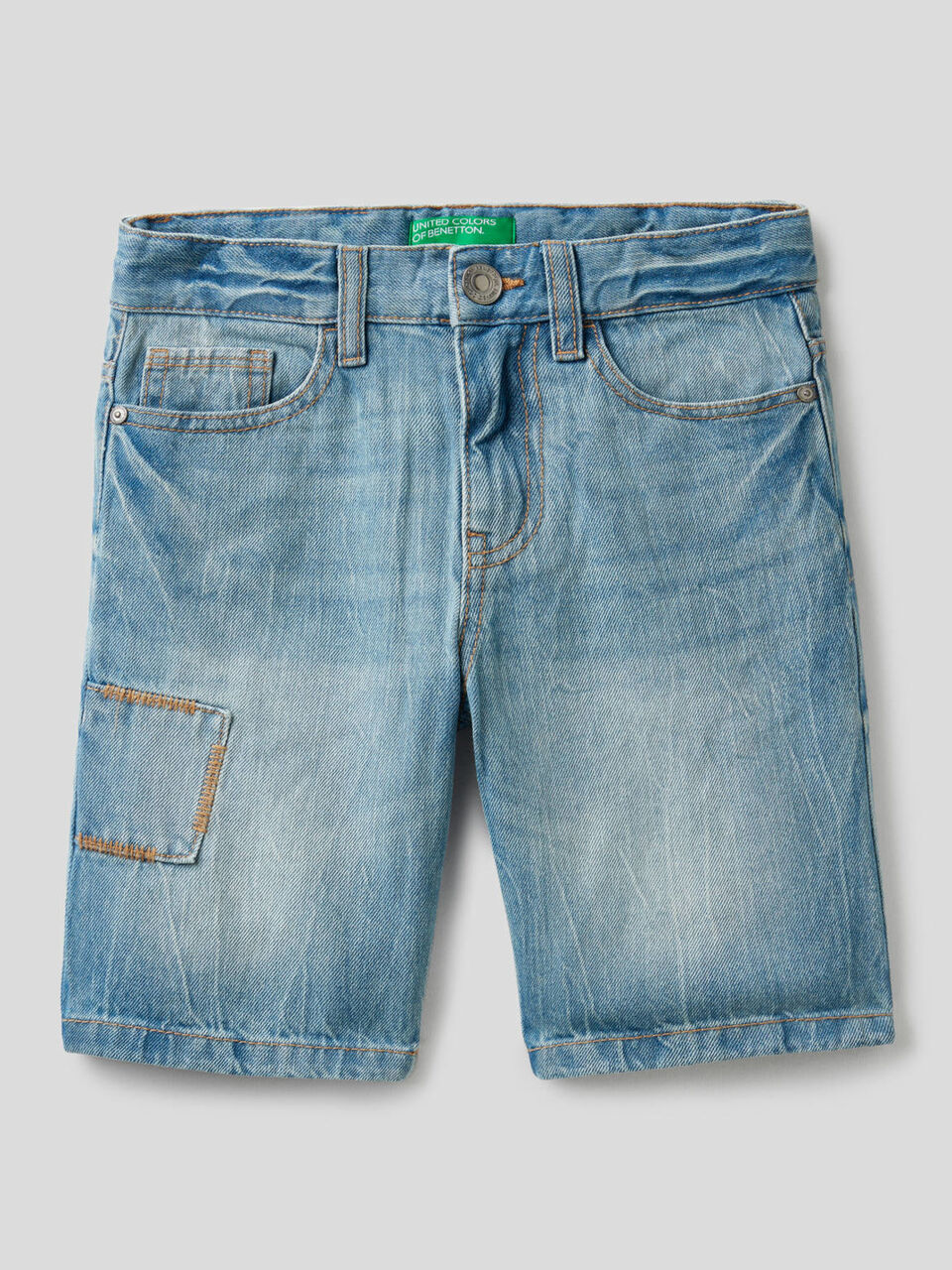 100% cotton denim bermudas image number 1