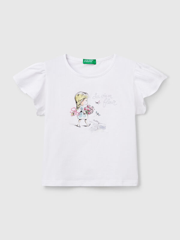 T-shirt with print and embroidery Junior Girl