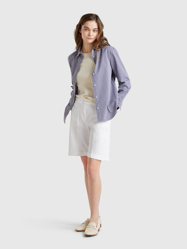 Bermudas with cuff in stretch cotton Women