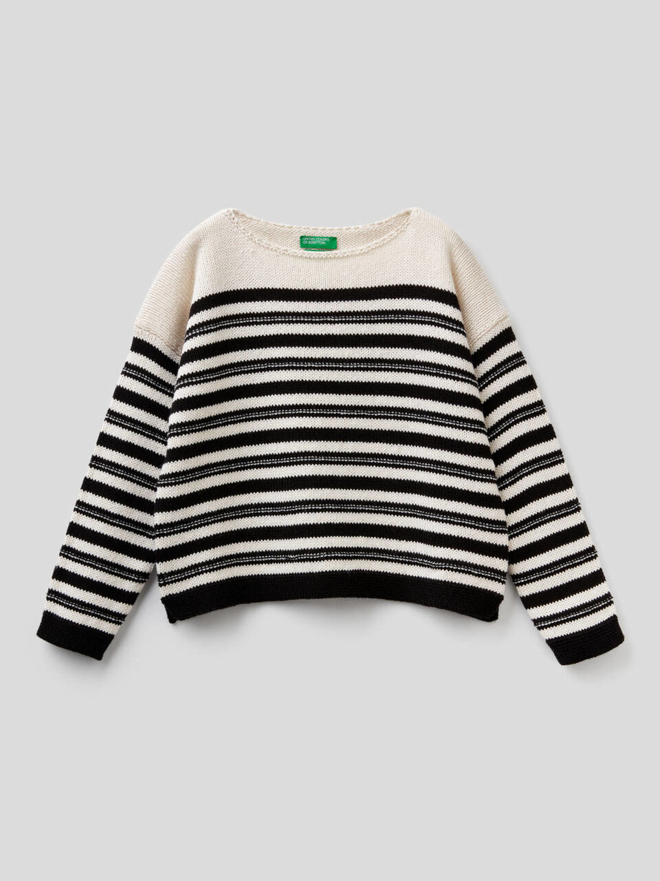 Sweater with striped knit image number 1