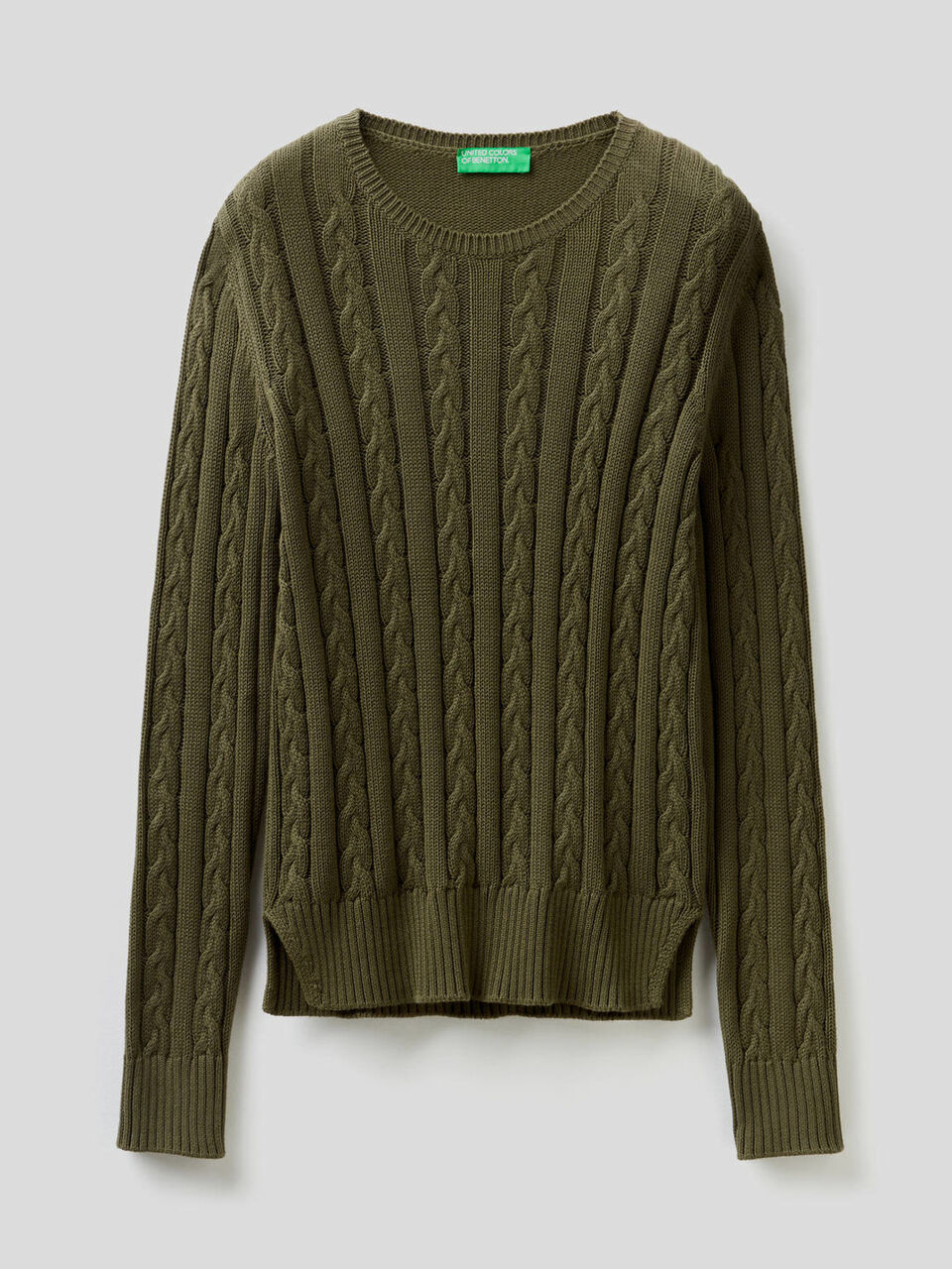 Cotton sweater with cable knit image number 1