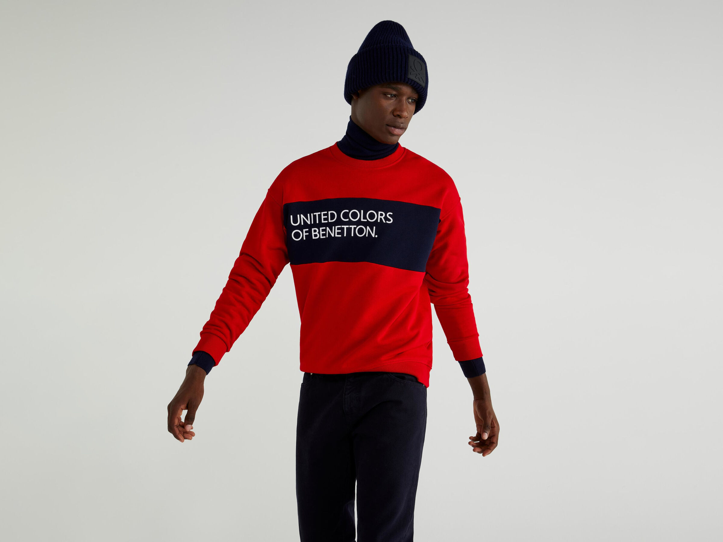 Sweatshirt in cotton with clashing band Men image number 3