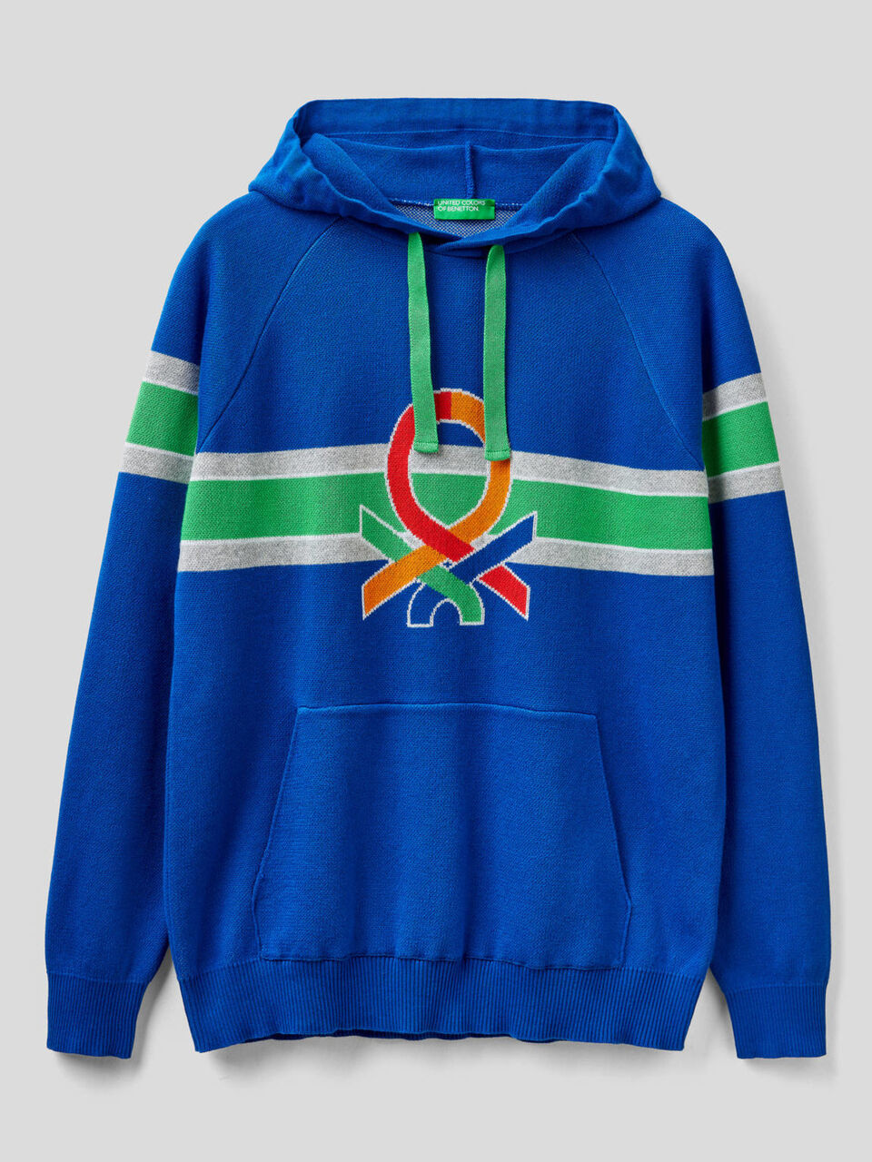 Sweater with hood and multicolor logo image number 1