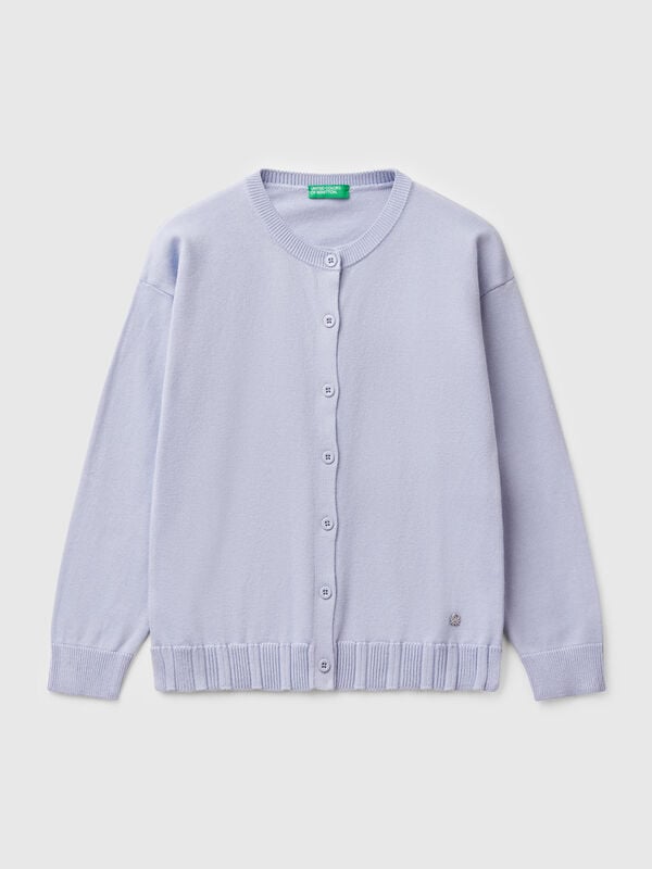 Pure cotton crew neck cardigan Junior Girl