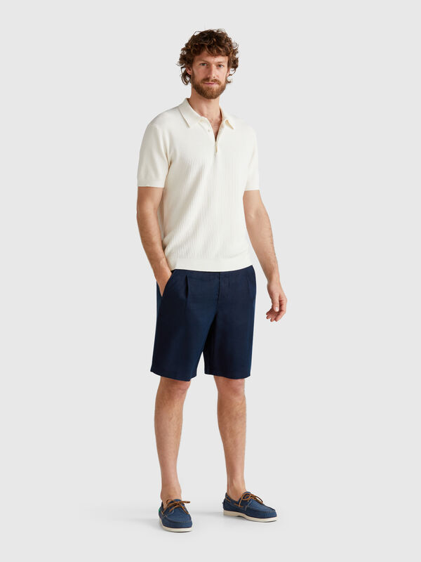 Bermuda shorts with drawstring in pure linen Men
