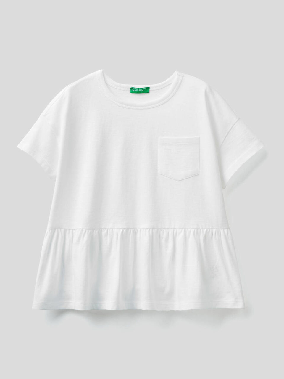 T-shirt in pure cotton with frill image number 1