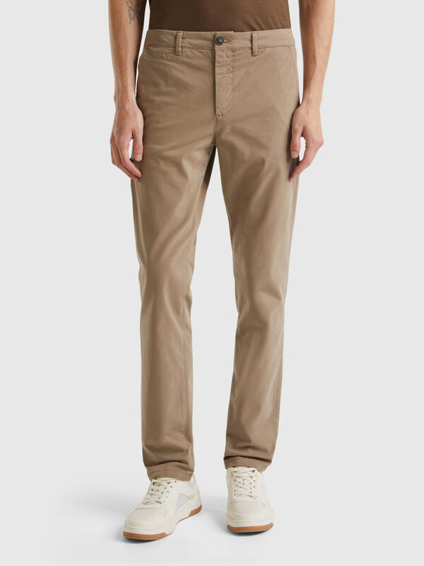 Dove gray slim fit chinos Men