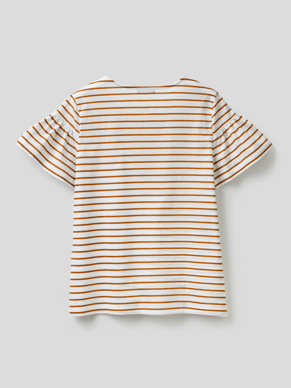Striped t-shirt with gathered sleeves image number 2