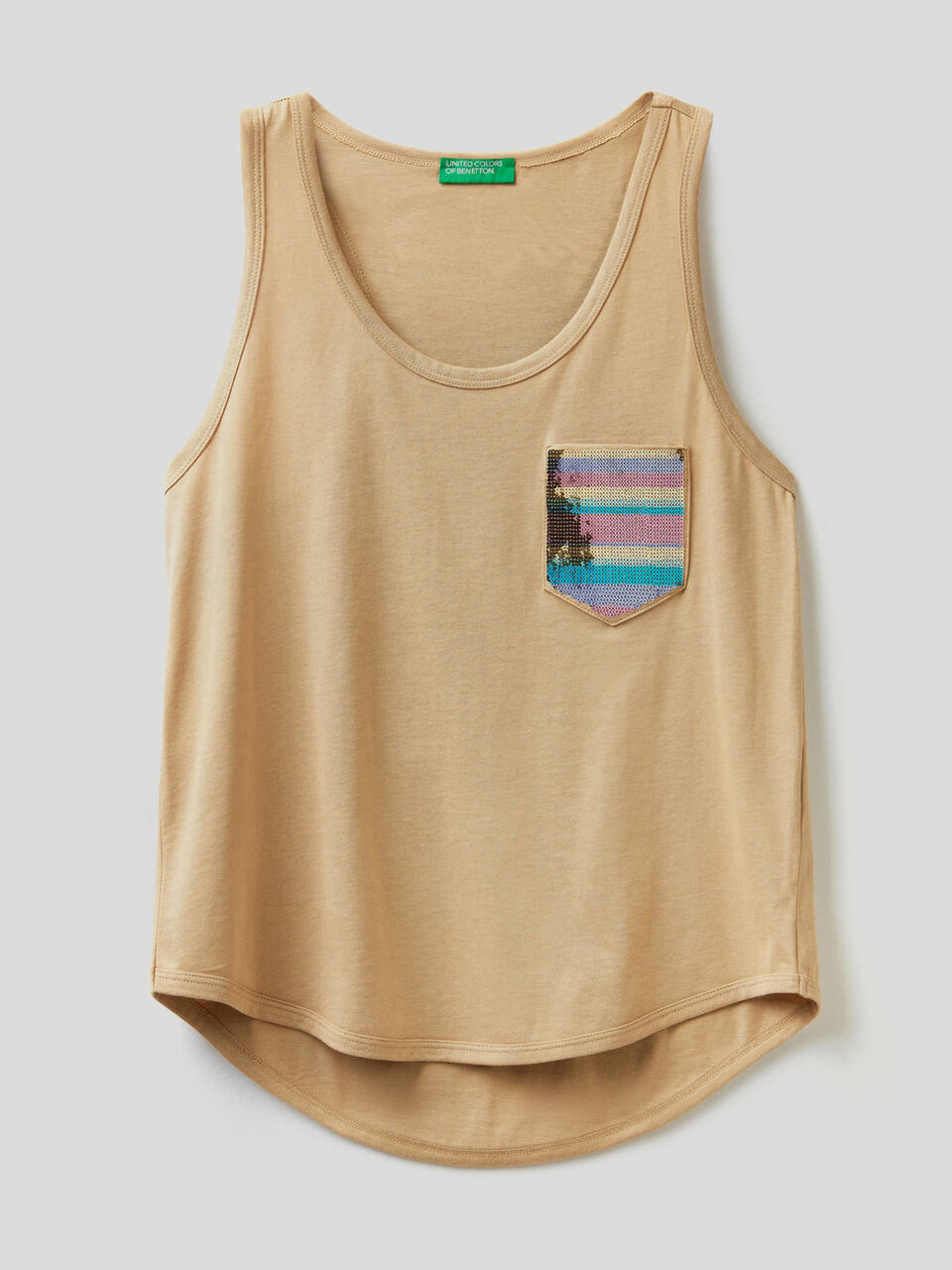 Tank top with sequin pocket image number 1