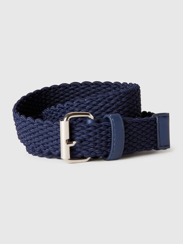 Dark blue stretch ribbon belt Men