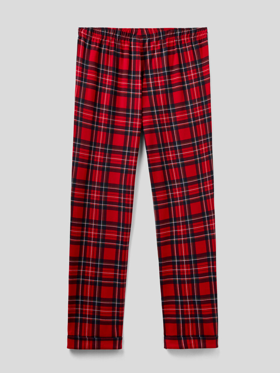 Checked cotton flannel trousers image number 2