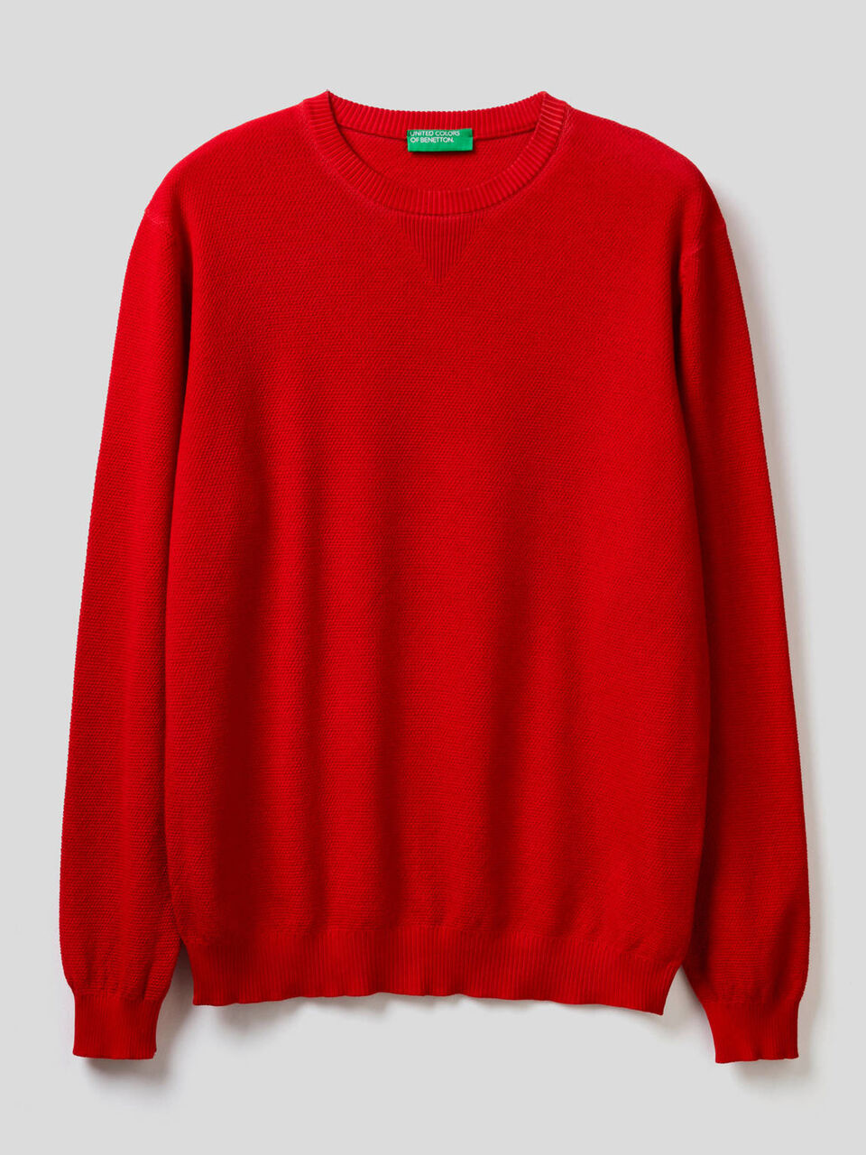 Crew neck sweater with V detail image number 1