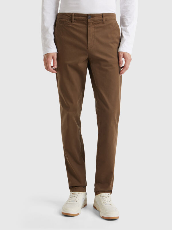 Slim fit coffee chinos Men