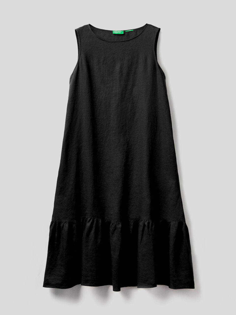 Midi dress in pure linen with frill image number 1