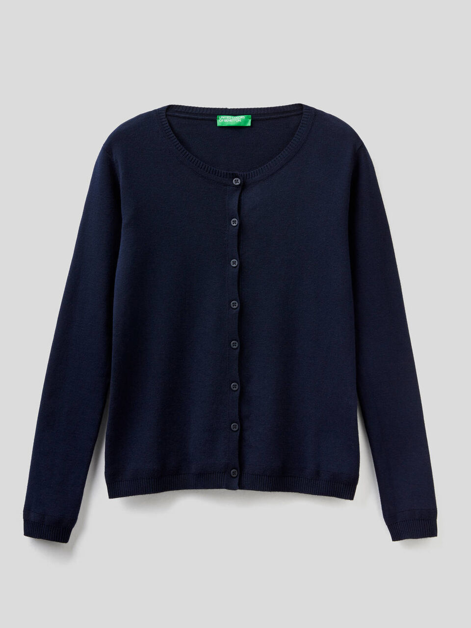 Pure cotton crew neck cardigan image number 1
