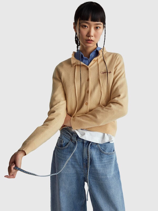 Cardigan with ruffled collar Women