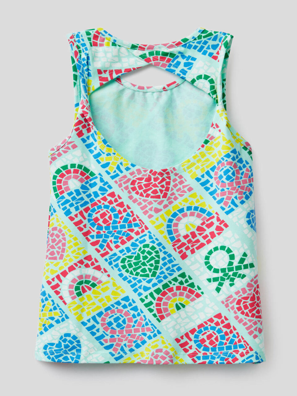 Printed tank top in stretch cotton image number 2