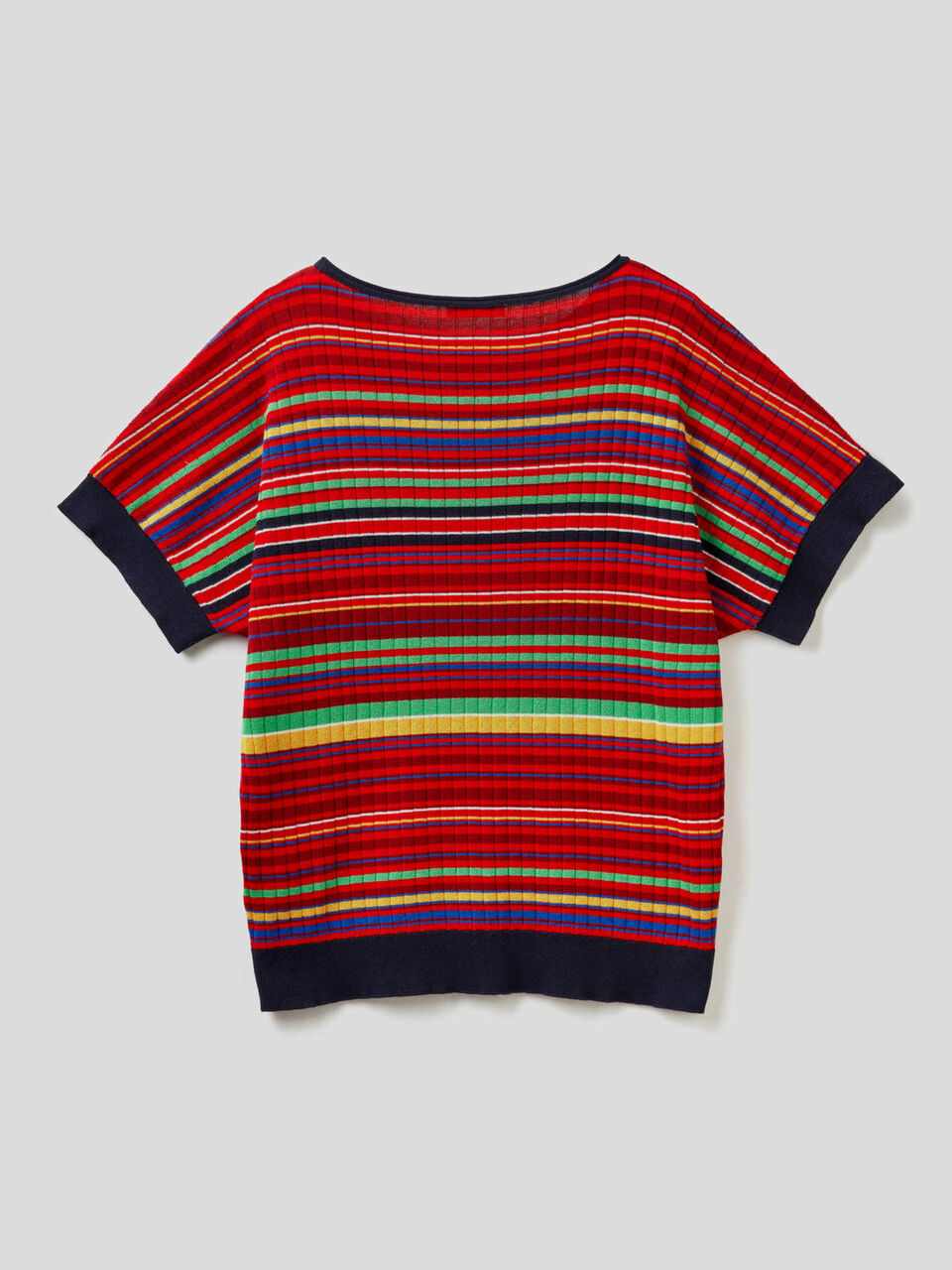 Short sleeve sweater with multicolor stripes image number 2