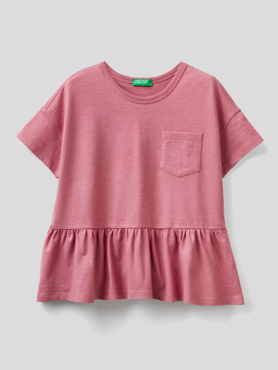 T-shirt in pure cotton with frill image number 1