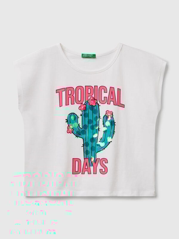 T-shirt with print and sequins Junior Girl