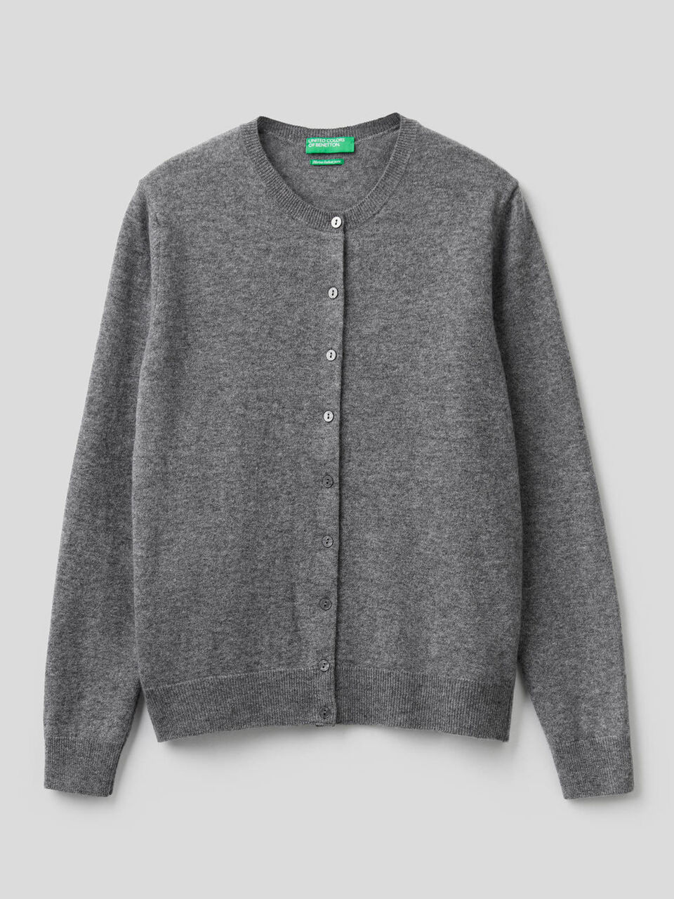 Crew neck cardigan in pure virgin wool image number 1