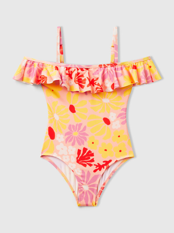 One-piece swimsuit with flower print Junior Girl