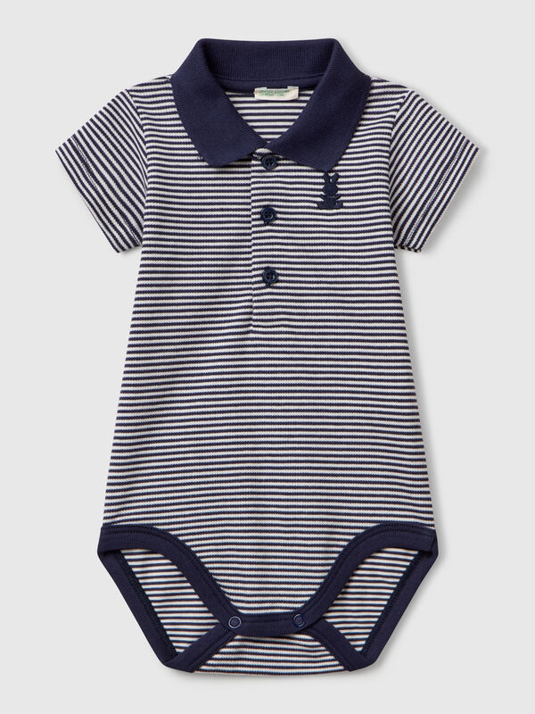 Polo bodysuit in stretch cotton New Born (0-18 months)