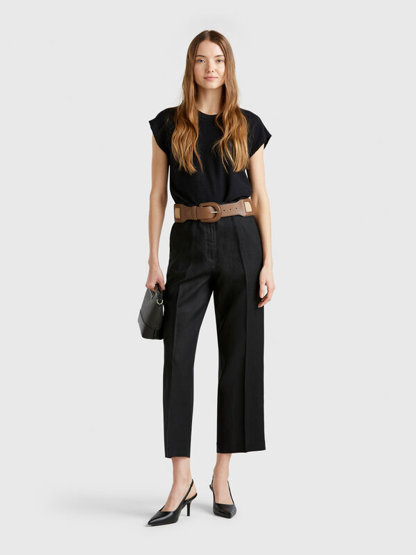Straight trousers in pure linen Women