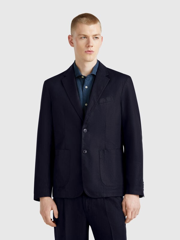 Slim fit blazer in linen blend Men