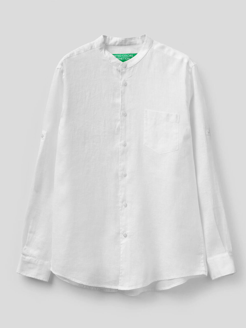 Linen short with Mandarin collar image number 1