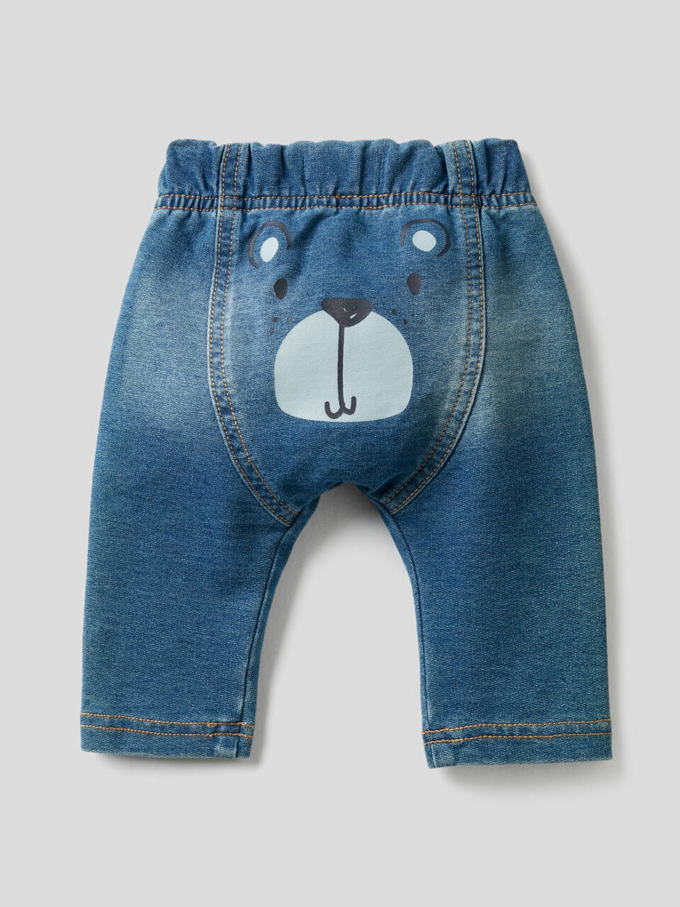 Denim look pants with print image number 2