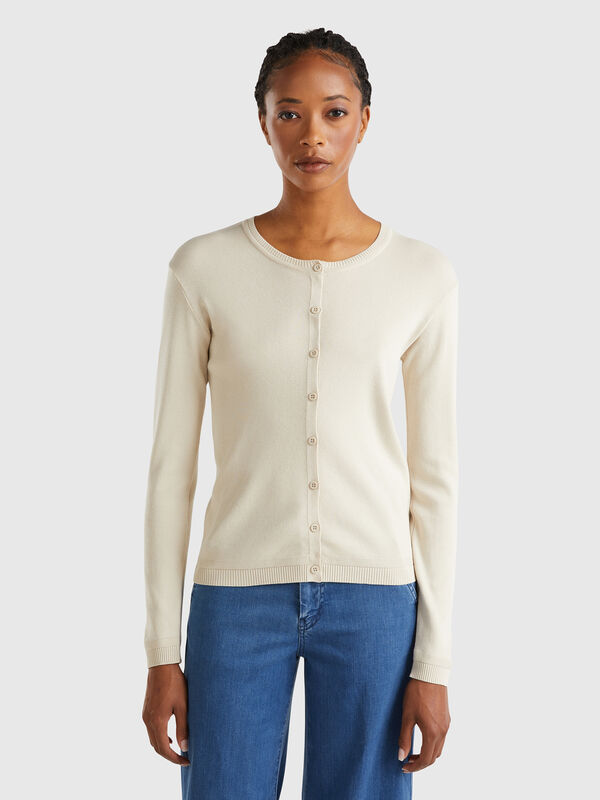 Beige 100% cotton cardigan Women