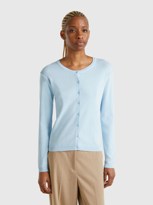 Pure cotton crew neck cardigan Women