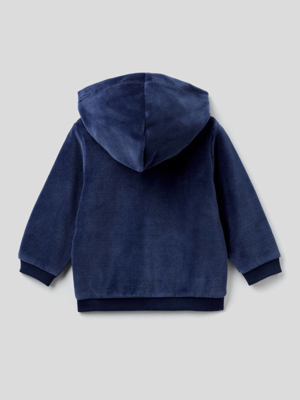 Chenille sweatshirt with zip and hood image number 2