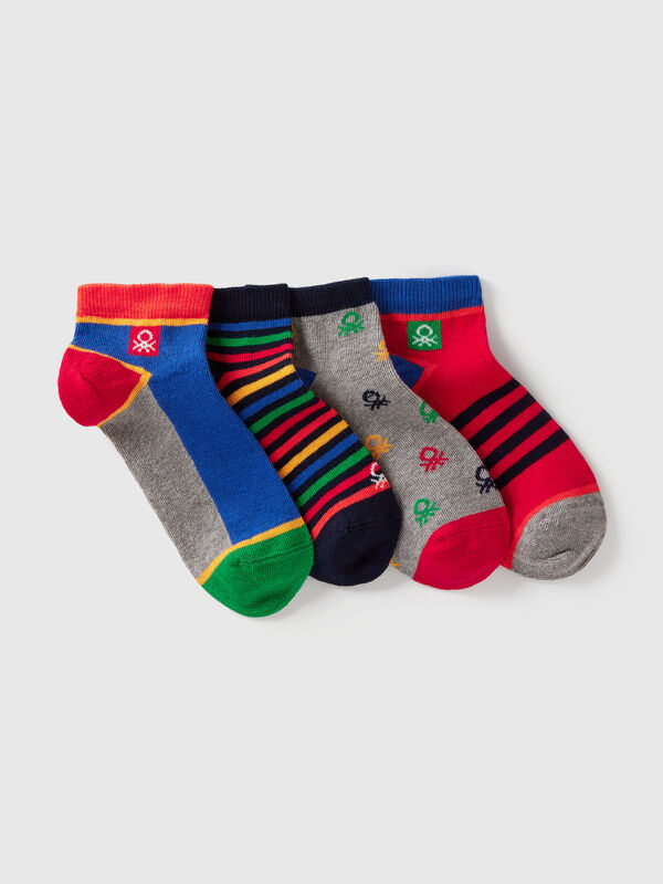 Four pairs of short socks with logo Junior Boy