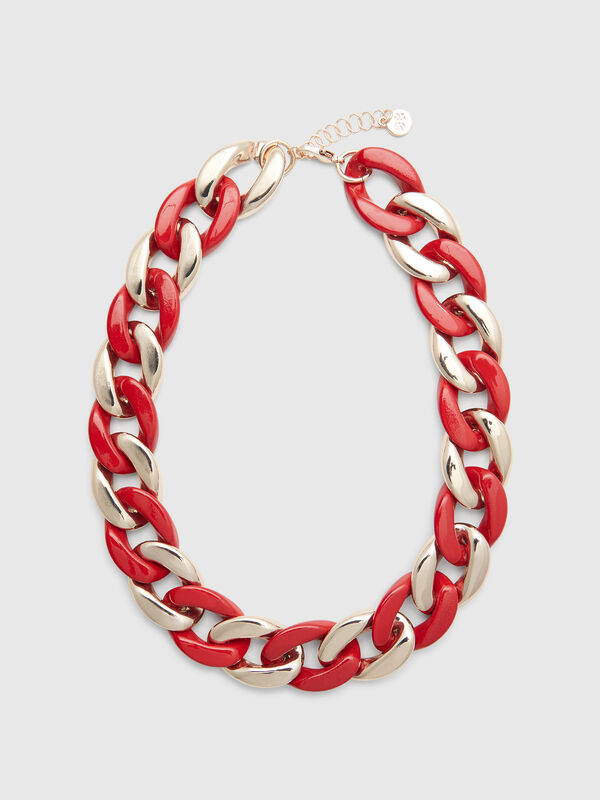 Gold and brick red necklace Women