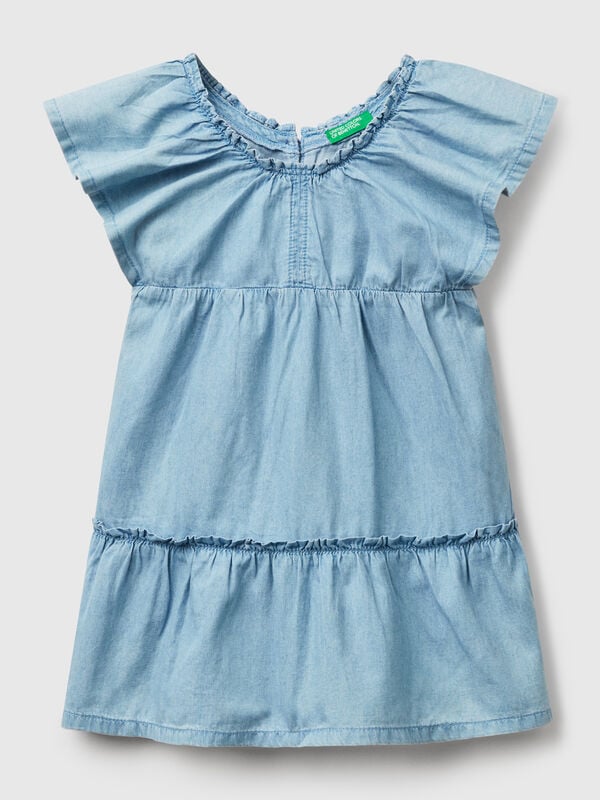 Dress in chambray with frill Junior Girl