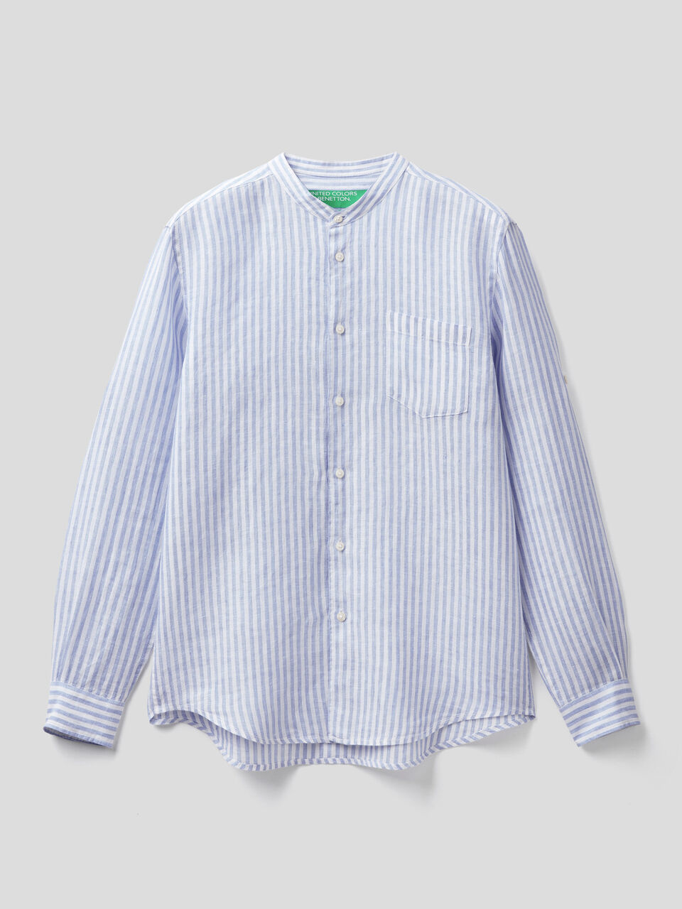 Linen short with Mandarin collar image number 1