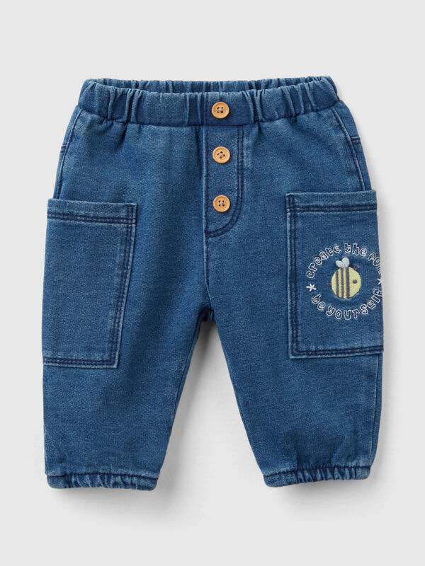 Denim look sweatpants with pockets New Born (0-18 months)